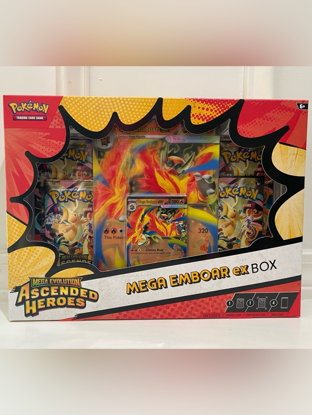 Pokémon Mega Emboar ex Box - Red & Orange Holo Trading Card Set